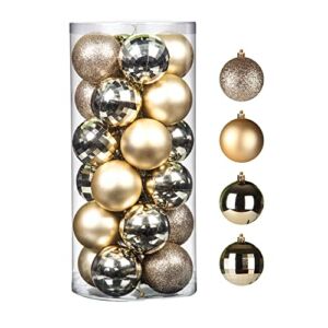 MOONET 24pcs 2.36 inch Christmas Decoration Balls Christmas Ornaments Balls for Festival Wedding Home Party Decors Xmas Tree Hanging (60mm Champagne)
