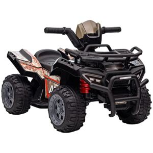 Aosom Kids Ride-on ATV Four Wheeler Car 6V Battery Powered Motorcycle with Music for 18-36 Months, Black