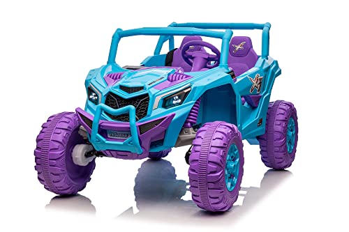 Nitoess 2023 New XXXL 2 Seater 24V Ride on Truck for Kids, 380W Motor 4-Wheel Drive Kids UTV with Remote Control, Ride on Buggy Electric car for Kids w/ Bluetooth/AUX/TF Slot(Blue & Purple) | The Storepaperoomates Retail Market - Fast Affordable Shopping