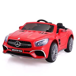 TOBBI 12V Licensed Mercedes Benz Kids Car Electric Ride On Car Motorized Vehicle with Remote Control, 2 Powerful Motors, LED Lights, MP3 Player/USB Port/TF Interface, Red