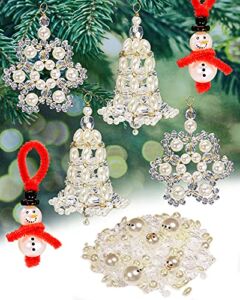 Christmas Beaded Ornaments Kits to Make (22 Sets)-Including 12 Pcs Snowman /4 Pcs Bell/6 Pcs Snowflake – DIY Christmas Crafts for Holiday Tree Decorations(Assembly Needed)