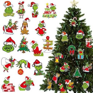 62PCS Christmas Tree Ornaments Decorations, Green Hanging Accessories Charms Decorative Ornament Holiday Xmas Ornaments Christmas Decorations Indoors Home Decor
