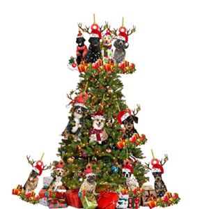 Christmas Ornaments Set,UPGREADE Wooden Ornament 12PCS Dog Holiday Christmas Tree Ornament Xmas Decorations,2022 First Christmas Ornament,Puppy Tree Figurines Dog Christmas Ornaments