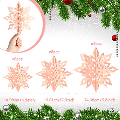 24 Pieces 3D Hanging Christmas Snowflakes Decorations Winter Wonderland Buffalo Plaid Snowflake Decorative Paper Winter Decor for Christmas Tree Garland Party Holiday Decor (Pink) | The Storepaperoomates Retail Market - Fast Affordable Shopping