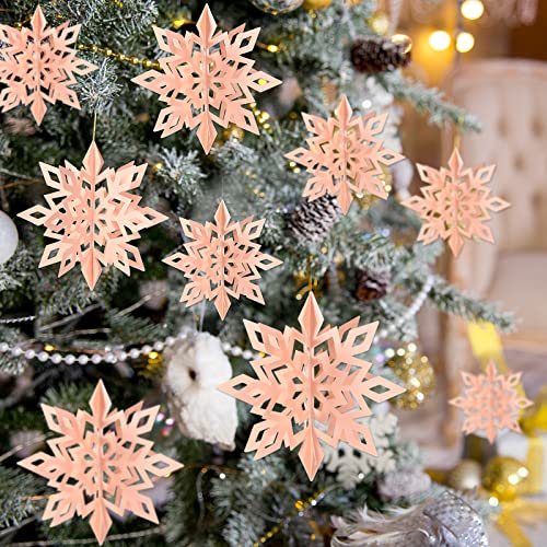 24 Pieces 3D Hanging Christmas Snowflakes Decorations Winter Wonderland Buffalo Plaid Snowflake Decorative Paper Winter Decor for Christmas Tree Garland Party Holiday Decor (Pink) | The Storepaperoomates Retail Market - Fast Affordable Shopping