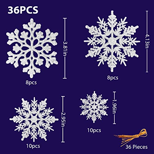Christmas Tree Decoration Hanging Ornaments – 36 Pack Silver Glitter Snowflake Ornaments for Christmas Holiday New Year Winter Wonderland Party Supplies | The Storepaperoomates Retail Market - Fast Affordable Shopping