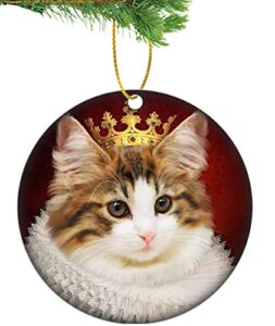 Queen Pet Portrait Ornament Ceramic Cat Queen Christmas Tree Ornament for Pets Lovers Christmas Tree Hanging Accessories Ceramic Holiday Decor Christmas Decor Idea