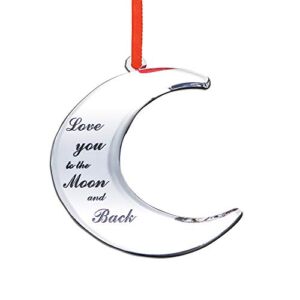 Holiday Jingle Love You to The Moon and Back Stunning Christmas Tree Ornament – Couples Baby’s Christmas Decoration – 4 x 3.25-inch Moon Ornament – with Ribbon