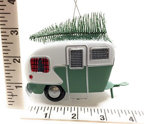 Kurt Adler Red and Green Campers Hauling Trees Tin Christmas Holiday Ornaments Set of 2 | The Storepaperoomates Retail Market - Fast Affordable Shopping