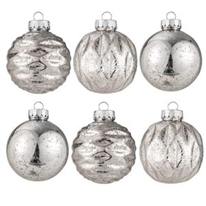 Extra Large Hanging Shatterproof Tree Ball Clear Christmas Ball Ornaments 3.14 inch, Decorative Mercury Ball with Tree Ornaments Hooks for Xmas Holiday Wedding Decoration Set of 6,Champagne