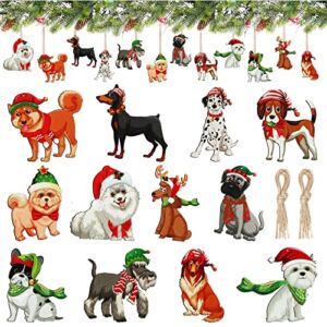 12 Pieces Dog Christmas Tree Ornaments Puppy Hanging Wood Xmas Ornament Rustic Wooden Dog Ornaments Christmas Dog Decorations Decorative Wooden Floats Pendants for House Holiday Party Decor 12 Styles