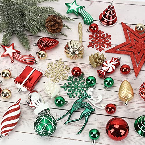 Christmas Ornaments Set, 106 pcs Shatterproof Christmas Tree Balls Decorations, Delicate Christmas Decoration Baubles Craft Set for New Year Holiday Wedding Party Xmas Parties and Office Shop Decor | The Storepaperoomates Retail Market - Fast Affordable Shopping
