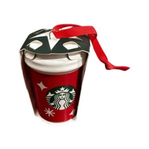 Starbucks Holiday 2022 Ornament Red with White Snowflakes