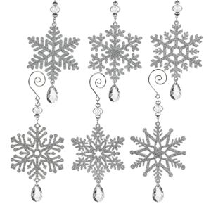 6Pieces Silver Snowflake Ornaments 6 Inches Acrylic Crystal Glitter Snowflakes Christmas Ornament for Winter Christmas Tree Decorations Snowflakes Crafts