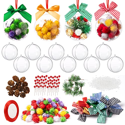 Ayfjovs 14 Pack Clear Christmas Ball Ornaments with 7 Styles DIY Crafts Hanging Tree Ornaments Bows Ribbons Accessories for Christmas Tree Ornaments Home Party Holiday Decor | The Storepaperoomates Retail Market - Fast Affordable Shopping
