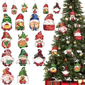 36 Pieces Christmas Gnomes Decorations Wooden Hanging Tree Handcrafted Decorations Hangings Craft Gnome Charms Elf Party Supplies Holiday Hangings Art Ornaments Bulk Home Set Gifts (Cute Style)