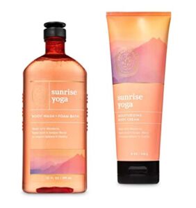 Bath and Body Works – Aromatherapy – Sunrise Yoga – Body Wash & Foam Bath & Body Cream – 2 pc Full Size- Bundle – 2020