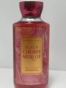 Bath and Body Works Black Cherry Merlot Shower Gel 10 Ounce Wash Red Gold Bottle