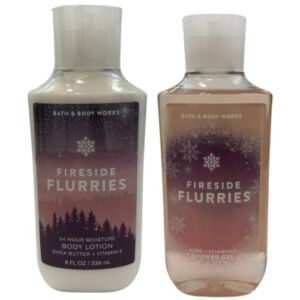 Bath and Body Works Gift Set of 10 oz Shower Gel and 8 oz Lotion (Fireside Flurries), Multicolor