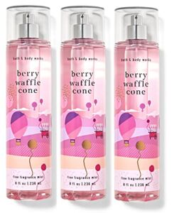 Bath & Body Works Berry Waffle Cone – Value Pack Lot of 3 Fine Fragrance Mist. – Full Size