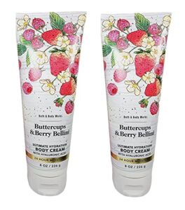 Bath and Body Works Buttercups & Berry Bellini Body Cream Ultimate Hydration Acid Gift Set For Women 2 Pack 8 Oz. (Buttercups & Berry Bellini)