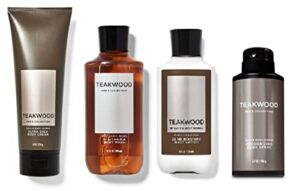 Bath & Body Works Men’s Collection TEAKWOOD Deluxe Gift Set – Body Cream – Body Lotion – Body Spray – 3 in 1 Hair, Face & Body Wash – Full Size