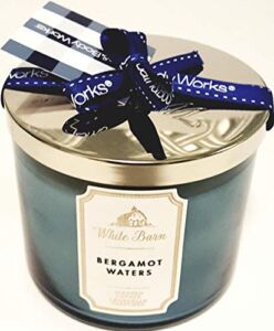 Bath and Body Works White Barn Bergamot Waters 3 Wick Candle 14.5 Ounces