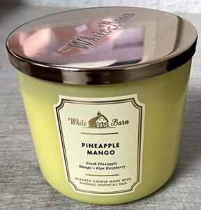 Bath & Body Works, White Barn 3-Wick Candle w/Essential Oils – 14.5 oz – New Core Scents! (Pineapple Mango)
