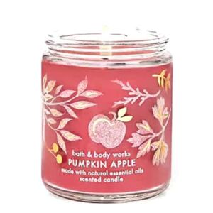 Bath & Body Works, White Barn 1-Wick Candle w/Essential Oils – 7 oz – 2021 Autumn Scents! (Pumpkin Apple)