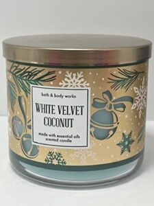 White Barn Bath & Body Works 3-Wick Candle w/Essential Oils – 14.5 oz – Many Scents! (White Velvet Coconut)