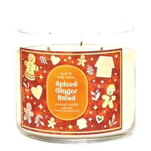 Bath & Body Works, White Barn 3-Wick Candle w/Essential Oils – 14.5 oz – 2021 Christmas Scents! (Spiced Gingerbread)