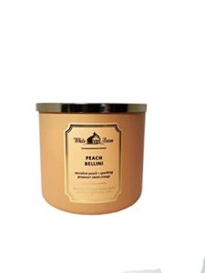 Bath and Body Works White Barn 3 Wick Scented Candle Peach Bellini with Essential Oils 14.5 Ounce