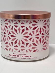White Barn Candle Company Bath and Body Works 3-Wick Scented Candle w/Essential Oils – 14.5 oz – Raspberry Mimosa