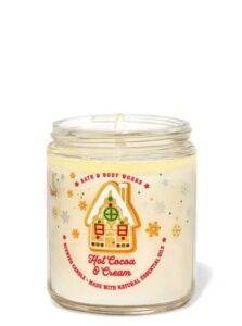 Bath & Body Works, White Barn 1-Wick Candle w/Essential Oils – 7 oz – 2021 Christmas & Winter Scents! (Hot Cocoa & Cream)