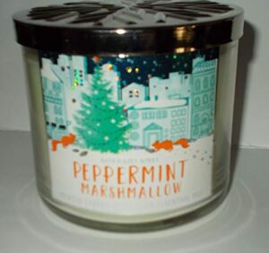 Bath and Body Works White Barn Peppermint Marshmallow Candle 3 Wick 14.5 Ounce