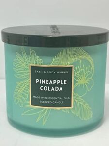 White Barn Bath and Body Works Pineapple Colada 3 Wick Candle 14.5 Ounce Green Glass