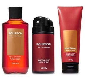 Bath & Body Works Gist Set Bourbon for Men – Body Wash- Body Cream – Body Spray