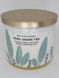 Bath and Body Works Basil Green Tea 3 Wick Candle 14.5oz