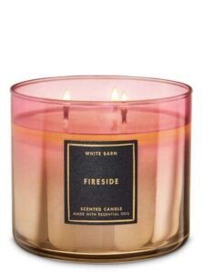 Bath and Body Works White Barn Fireside 3 Wick Candle 14.5 Ounce Iridescent Glass 2019