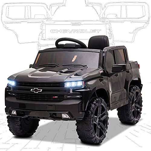 SEGMART Electric Cars for Kids Chevrolet Silverado Trail Boss LT Ride-on Truck Car, 12V Licensed Pickup for Boy & Girl, Electric Vehicles Car with Parental Remote Control, Black | The Storepaperoomates Retail Market - Fast Affordable Shopping