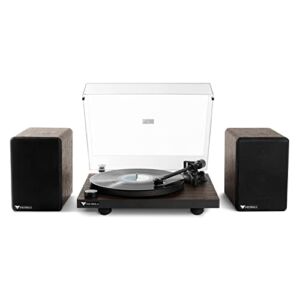 Victrola Premiere Turntable System – Includes T1 Vinyl Record Player & M1 Bookshelf Monitors, Built-In Bluetooth 5.0 Connectivity, Supports 33-1/3 and 45 RPM Vinyl Record, Wireless Music Streaming