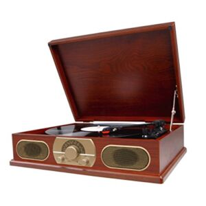 Studebaker SB6051 3 Speed Full Size Wooden Turntable with AM/FM Radio