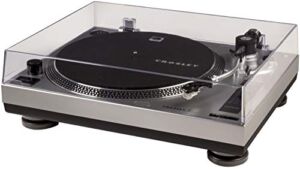 Crosley C100A-SI Belt-Drive Turntable Record Player with Adjustable Counterweight, Silver