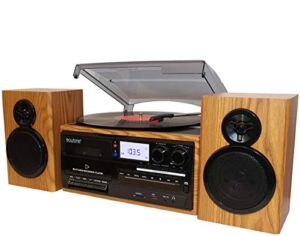 Boytone BT-28SPW, Bluetooth Classic Style Record Player Turntable with AM/FM Radio, CD/Cassette Player, 2 Separate Stereo Speakers, Record from Vinyl, Radio, and Cassette to MP3, SD Slot, USB, AUX.