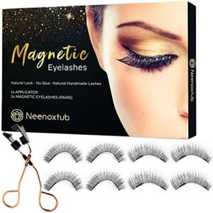 2 Styles Dual Magnetic Eyelashes NO Eyeliner or Glue Needed, magnetic lashes, Soft 3D magnetic eyelashes natural look with Tweezers, Natural Look Eyelashes Set with 8 Pieces / 2 Pairs