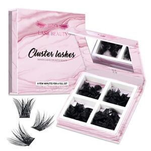 Lash Clusters 180 Pcs Cluster Lashes DIY Individual Lashes Fluffy Cluster Eyelash Extension Eyelash and Mirror 2 in 1 Easy to Apply at home Lashes (Volume,D-10-16mix)