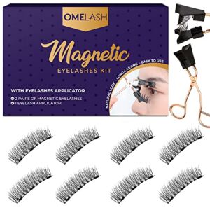 Dual Magnetic Eyelashes NO Eyeliner or Glue Needed, Magnets Fake Eyelashes, Soft 3D Fake Lashes Extension with Tweezers, Magnetic Lashes Natural Looking 8 Pieces / 2 Pairs