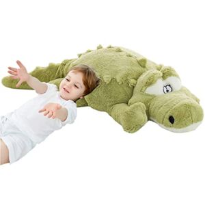 Zctghvy 43.3 inch Giant Crocodile Alligator Stuffed Animal Plush Toy Realistic Green Stuffed Alligator Plush Pillow