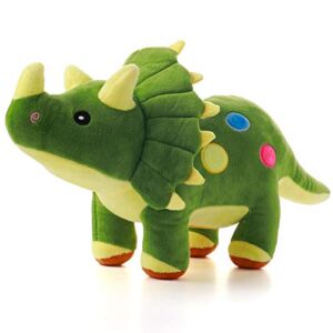 Dinosaur Plush Toy, 16″ Stuffed Animal Triceratops Throw Plushie Pillow Doll, Soft Green Fluffy Friend Hugging Cushion – Present for Every Age & Occasion