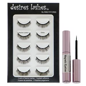 DESIRES LASHES By EMILYSTORES Magnetic Eyelashes 3D Natural Magnet Faux Lashes Multipack 5Pairs, Olivia